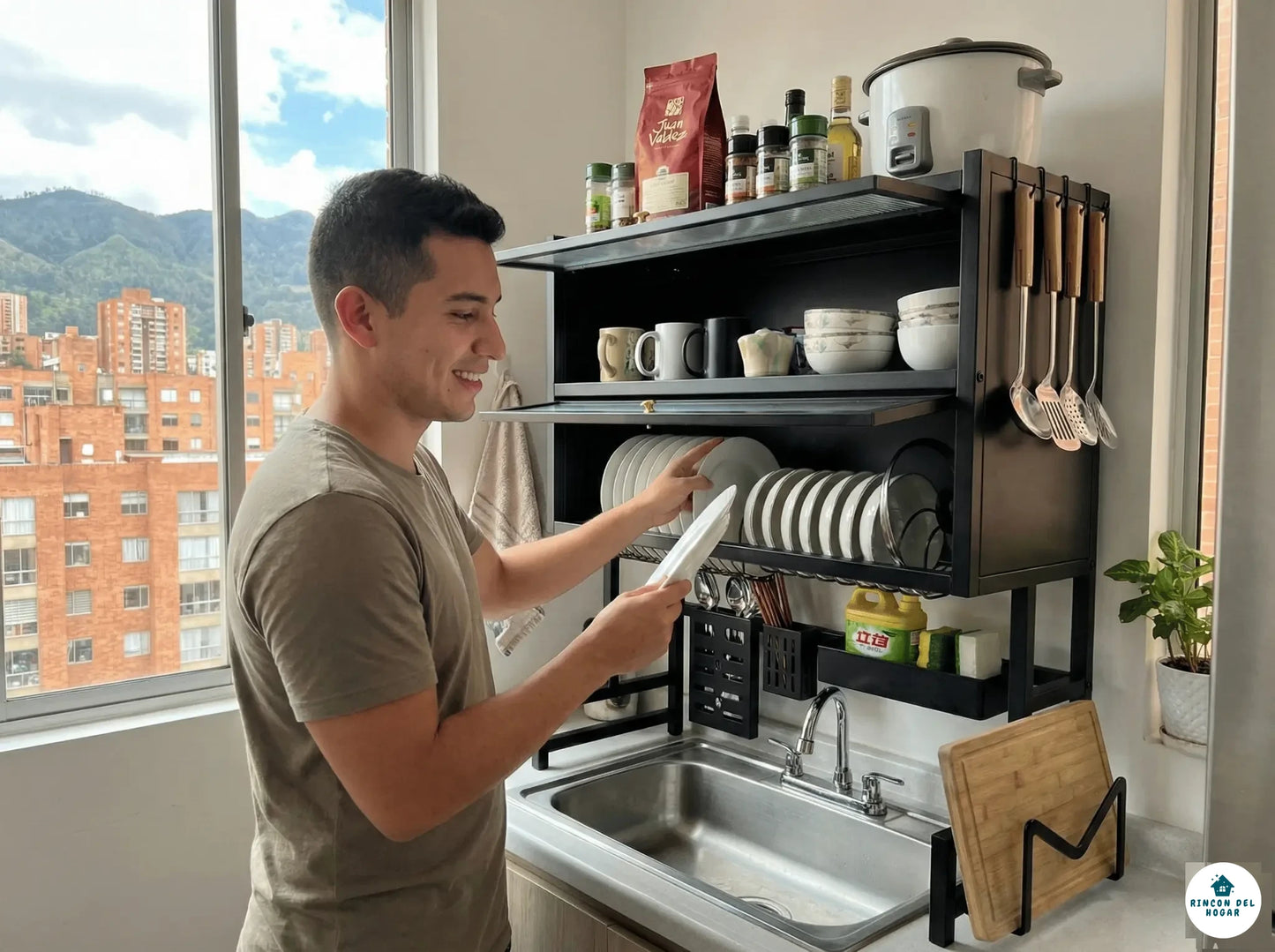 Escurridor de platos Gabinete Multifuncional 2 Niveles, Accesorio de Cocina Ideal