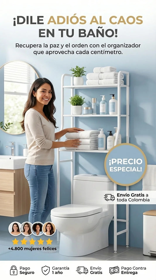 Organizador de Baño 3 Niveles — Instala en Minutos, Sin Taladros