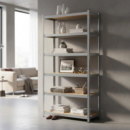 Estante Organizador Metálico Rack & Pack de 5 Niveles Ajustables, Color Gris con Acabado Mate, Alta Resistencia para , Cocina u Oficina