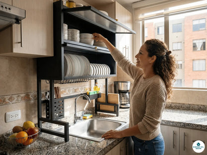 Escurridor de platos Gabinete Multifuncional 2 Niveles, Accesorio de Cocina Ideal
