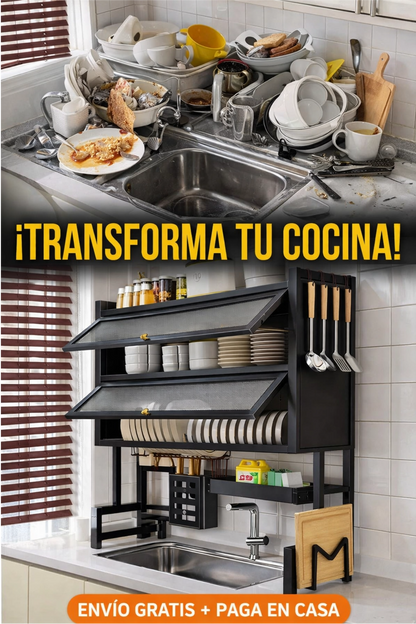 Escurridor de platos Gabinete Multifuncional 2 Niveles, Accesorio de Cocina Ideal